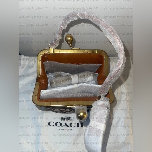 Coach Kisslock Small Frame Bag 16 In Crystal Signature Jacquard - Picture 7 of 8